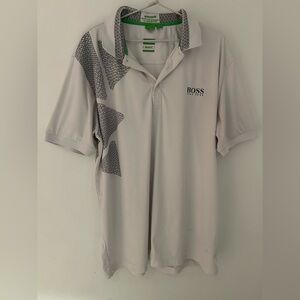 Boss White and Gray Polo Shirt